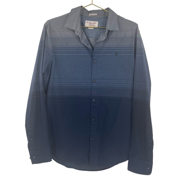 Original Penguin Heritage Slim Fit Button down Shirt in Blue Medium - Picture 1 of 5